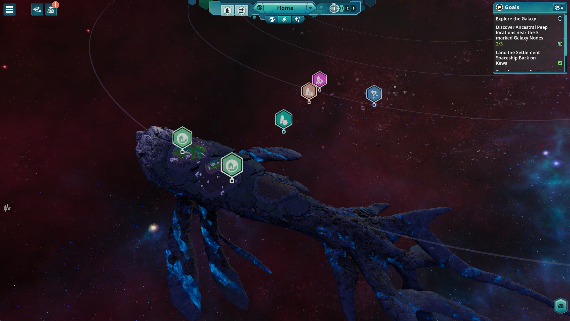 Steam screenshot of Kewa beneath a row of colored hex nodes